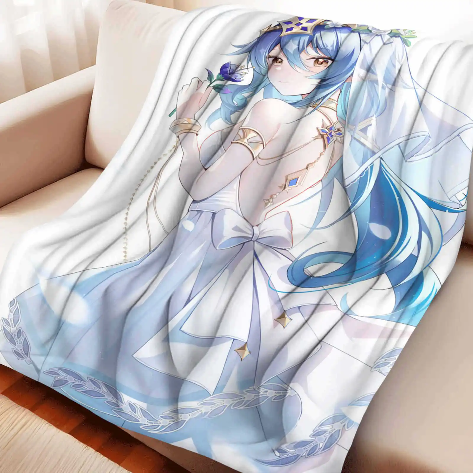 Cartoon Genshin Impact Leyla Flannel Blanket Cover Warmth Soft Anime Blanket Multifunctional Decor Home Universal Blankets
