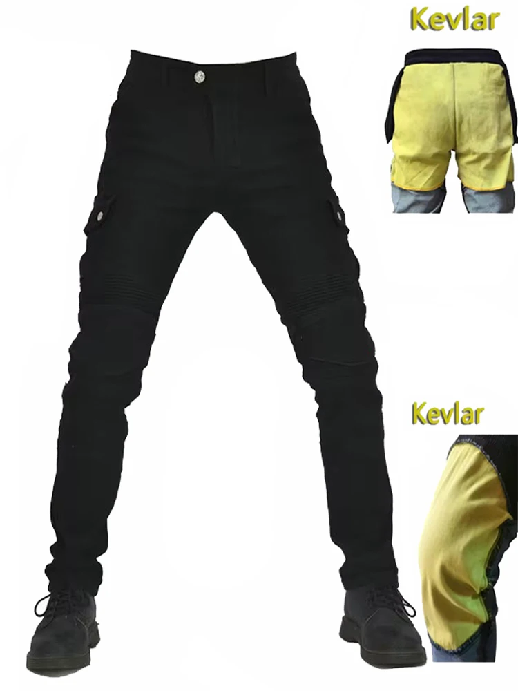 Kevlar motorjeans voor heren Versterkte, slijtvaste beschermende rijuitrusting Motorcrossbroek voor lente en herfst - afbeelding 2