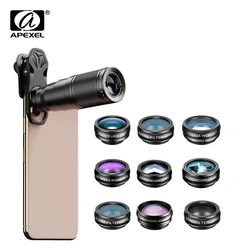 APEXEL 10 in 1  Mobile phone Lens Telephoto Fisheye lens Wide Angle Macro Lens+CPL/Flow/Radial/Star Filter for all smartphones