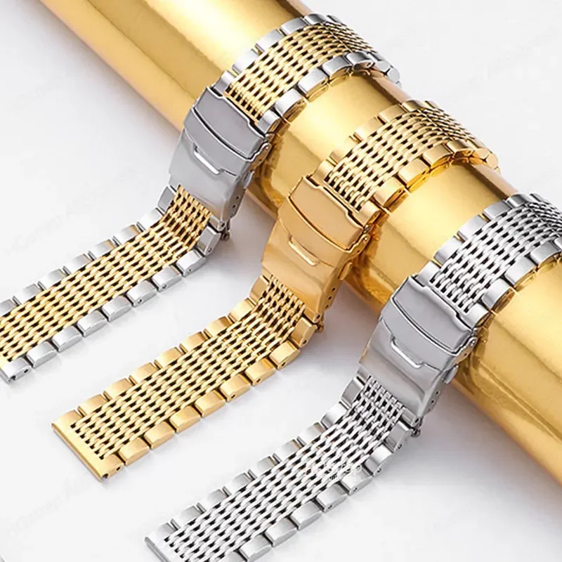 Solid Metal Band 18mm 20mm 22mm 24mm Stainless Steel Bracelet Universal Strap for Samsung Watch 4/5/3 Belt for Seiko Wristband