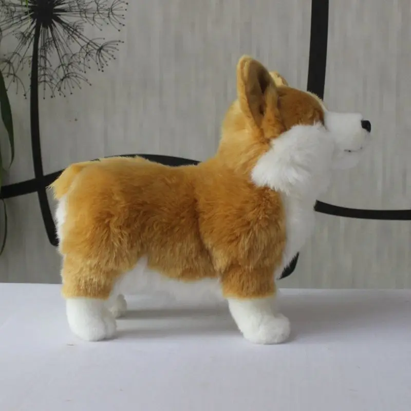 จําลองใหม่ตุ๊กตาสุนัขเวลส์-Corgi ของเล่นสุนัขคุณภาพสูงตุ๊กตาสุนัขของขวัญประมาณ 30x23 ซม