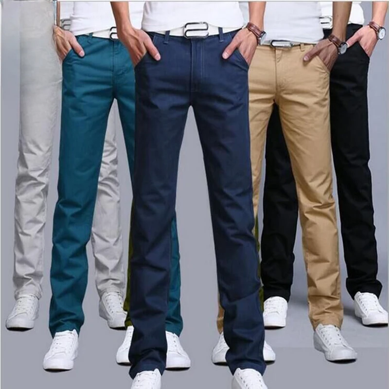 

2023 Spring Autumn New Casual Pants Men Cotton Slim Fit Chinos Fashion Trousers Male Brand Clothing Plus Size 9 Colour Trousers