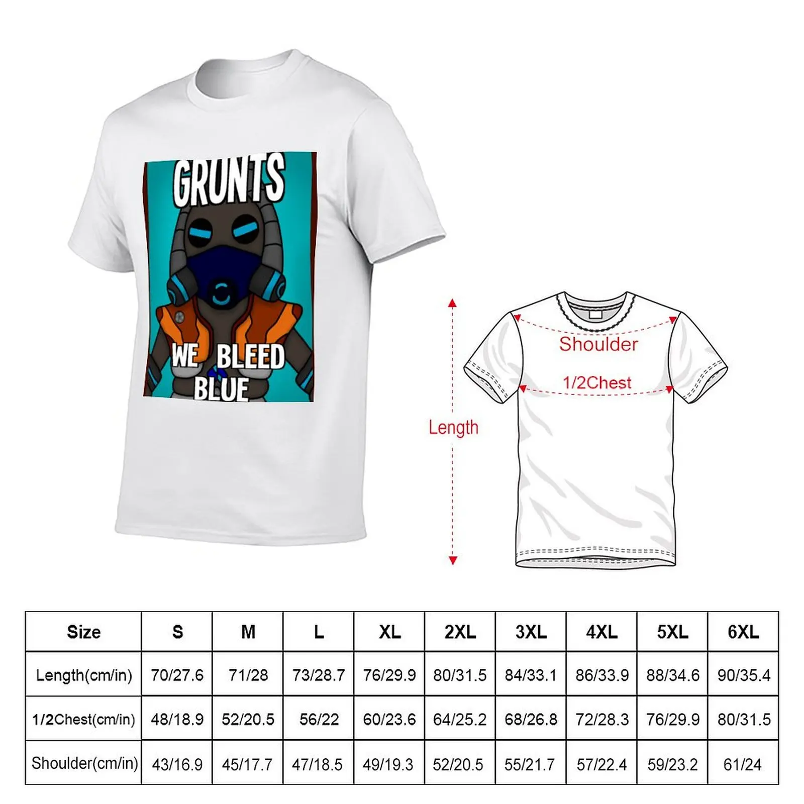 Grunts: We Bleed Blue T-Shirt Big Size Short Sleeve Casual Top
