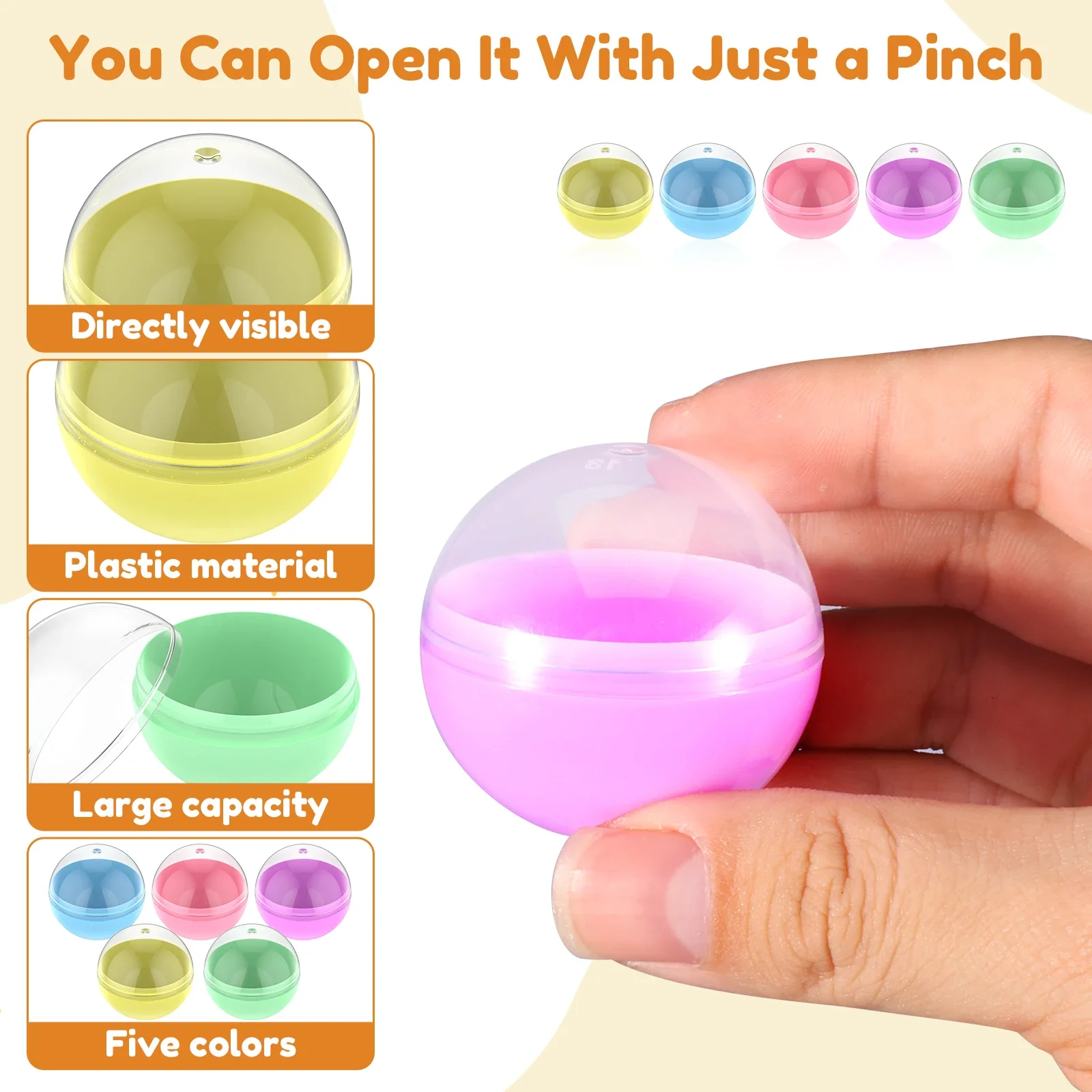 50Pcs Round Capsules Empty 2 inch Plastic Fillable Empty Colorful Capsules Bulk Party Favors  Vending Machine Capsules for Party image 4
