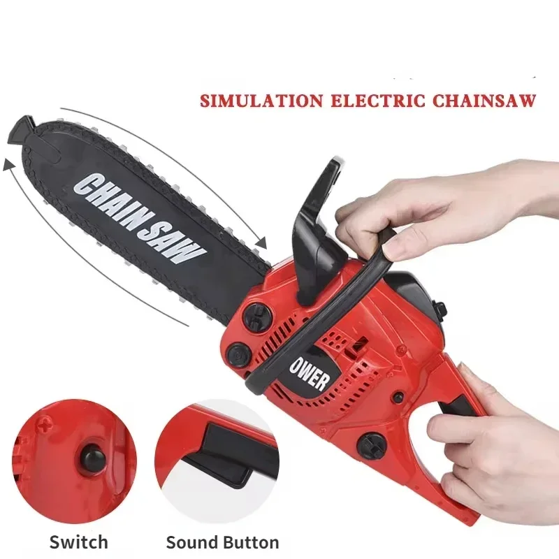 Big Size Electronic Chainsaw Toys Kids Pretend Play Toy Power Rotating Chainsaw With Sound Electric Repair Tools Toys For Boys