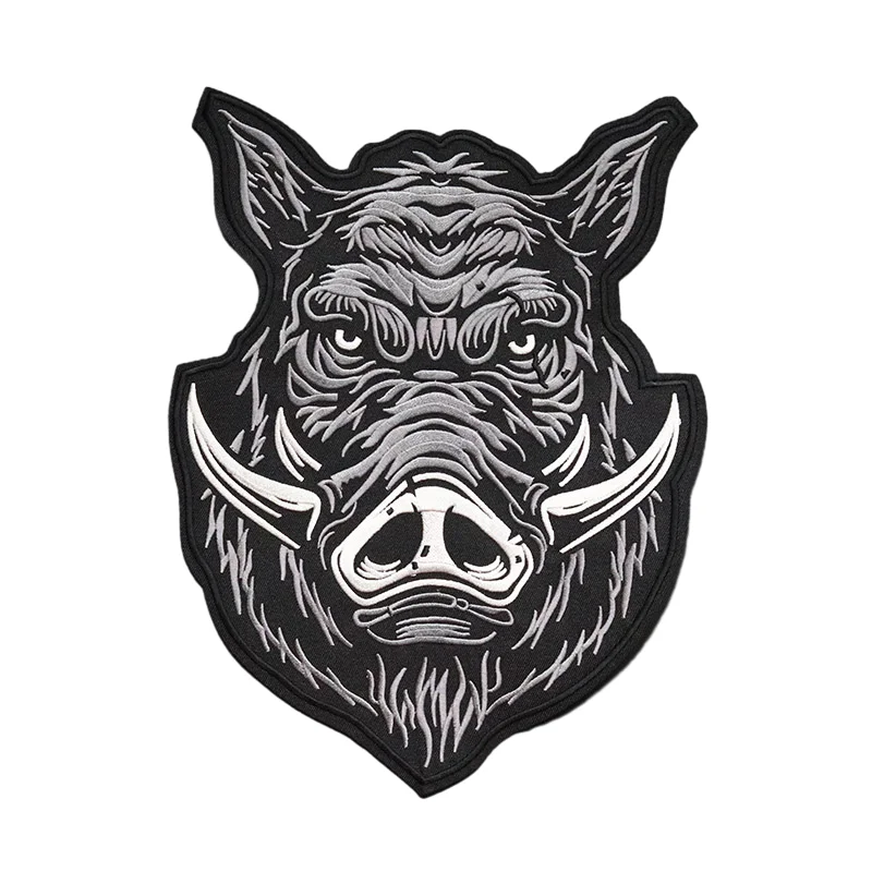 high quality wild boar Large size: 30x21.7CM Patch Embroidered Applique motorcycle jacket Clothes Apparel Accessories Badges