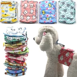 Dibujos animados animales reutilizables mascota perro perro masculino pantalón fisiológico ropa interior sanitaria ajustable envoltura del vientre banda pañal de algodón cachorro