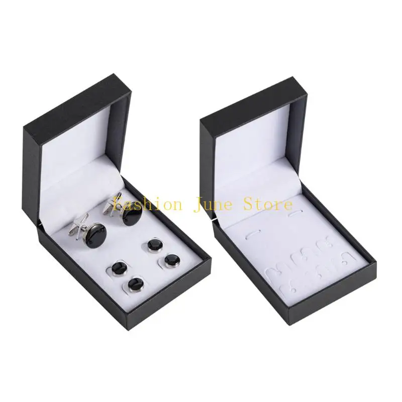 

N5KA Stylish Cufflink Jewelry Case For Business Travel Compact Plastic Storage Solution