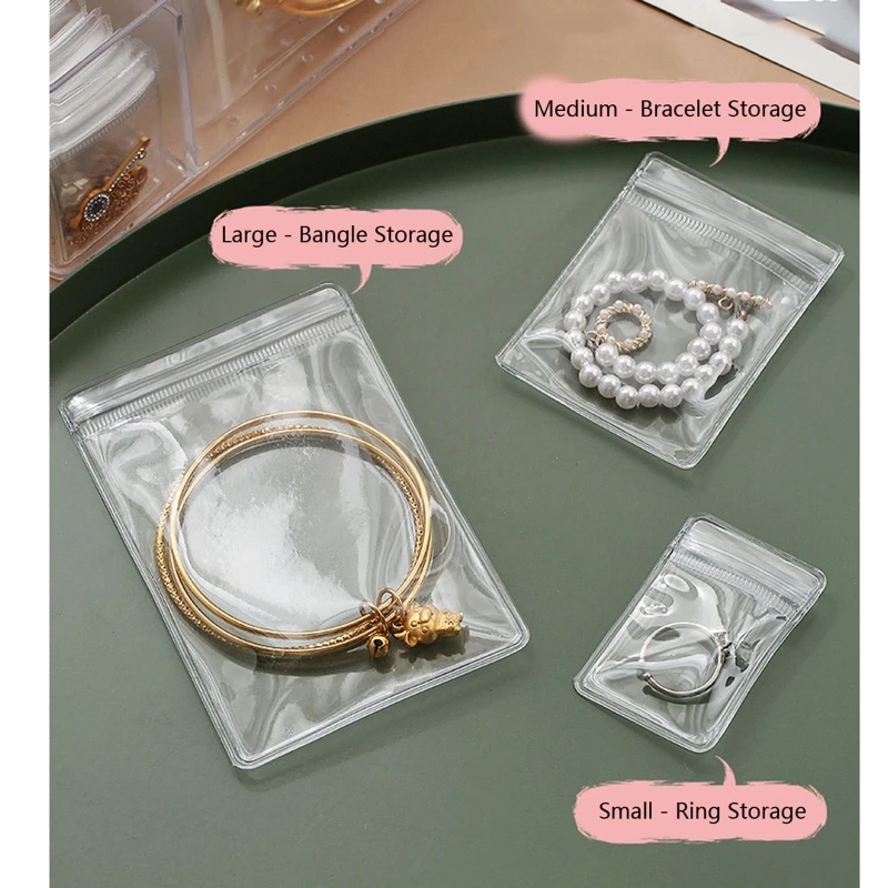 E15E Portable Travel Jewelry Storage Box with PVC Bags for Rings