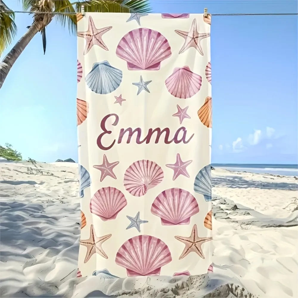 Personalized Striped Beach Towel Custom Name/Text Oversized Microfiber Towel Summer Party Gift for Beach Swimming Bath Sports