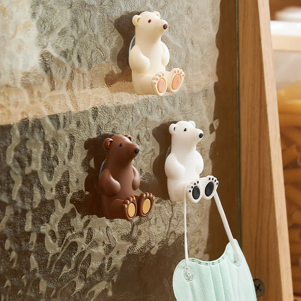 Wall-mounted Toothbrush Holder Creative Polar Bear Shape Suction Cup Not Easy To Fall Off Easy To Clean Home Bathroom Supplies