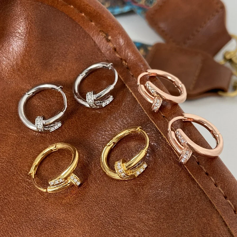 2024 Design Classic 3 Color Snake Shaped Micro Set Zircon Hoops Earrings Luxury Jewelry Accessories for Women at Wedding Parties image 4