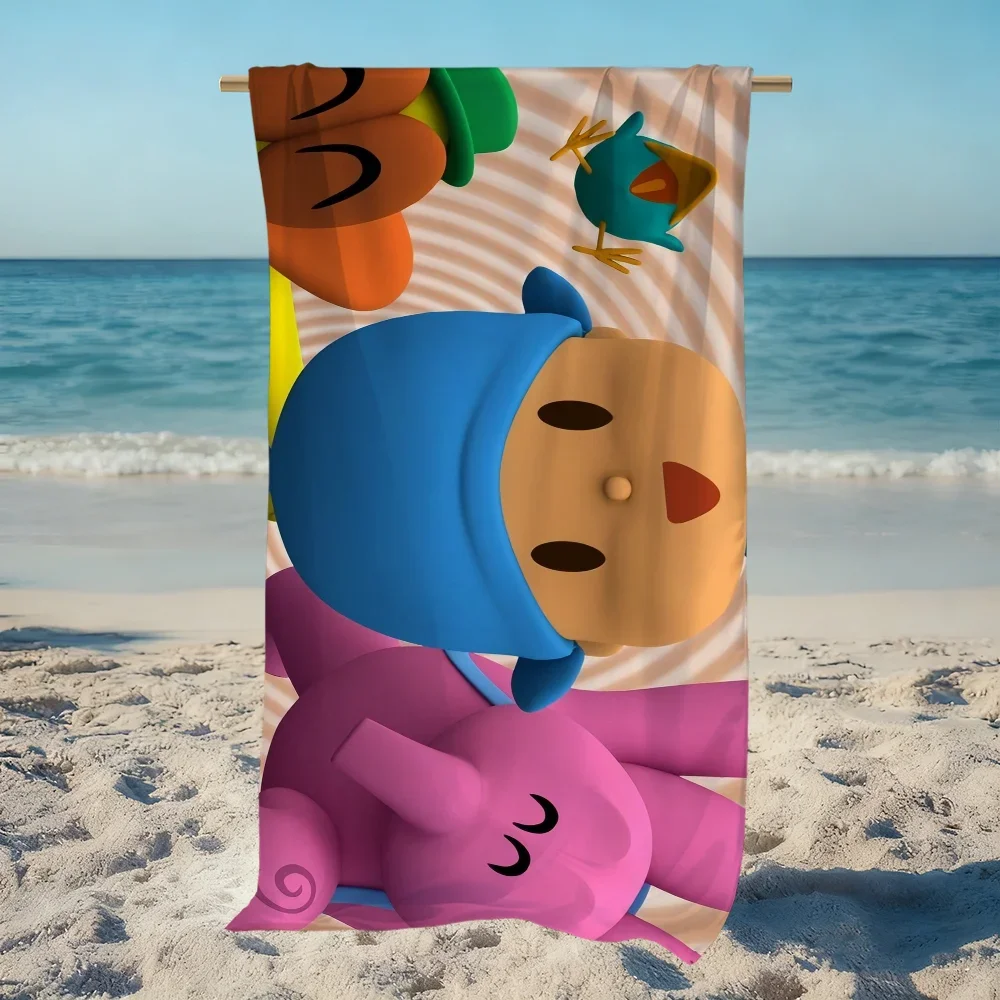 Cartoon P-P-pocoyo-o Towel Beach Girl Boy Beach Towel Soft Water Absorbing Breathable For Kids Gift