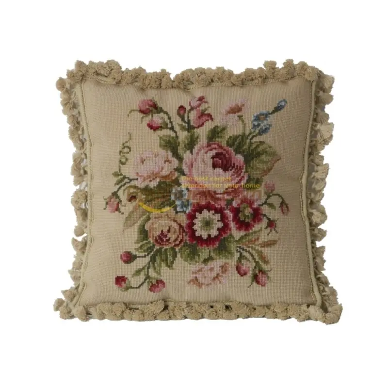 design knot pillow Oriental rococo cloth art  woven cross-stitch art  pillow needlepoint needlepoint floral pillow