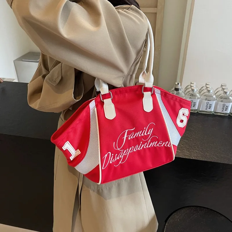 

Модная женская сумка для боулинга, новая большая вместительная сумка через плечо с вышитыми буквами на одно плечо, спортивная дорожная сумка подмышки