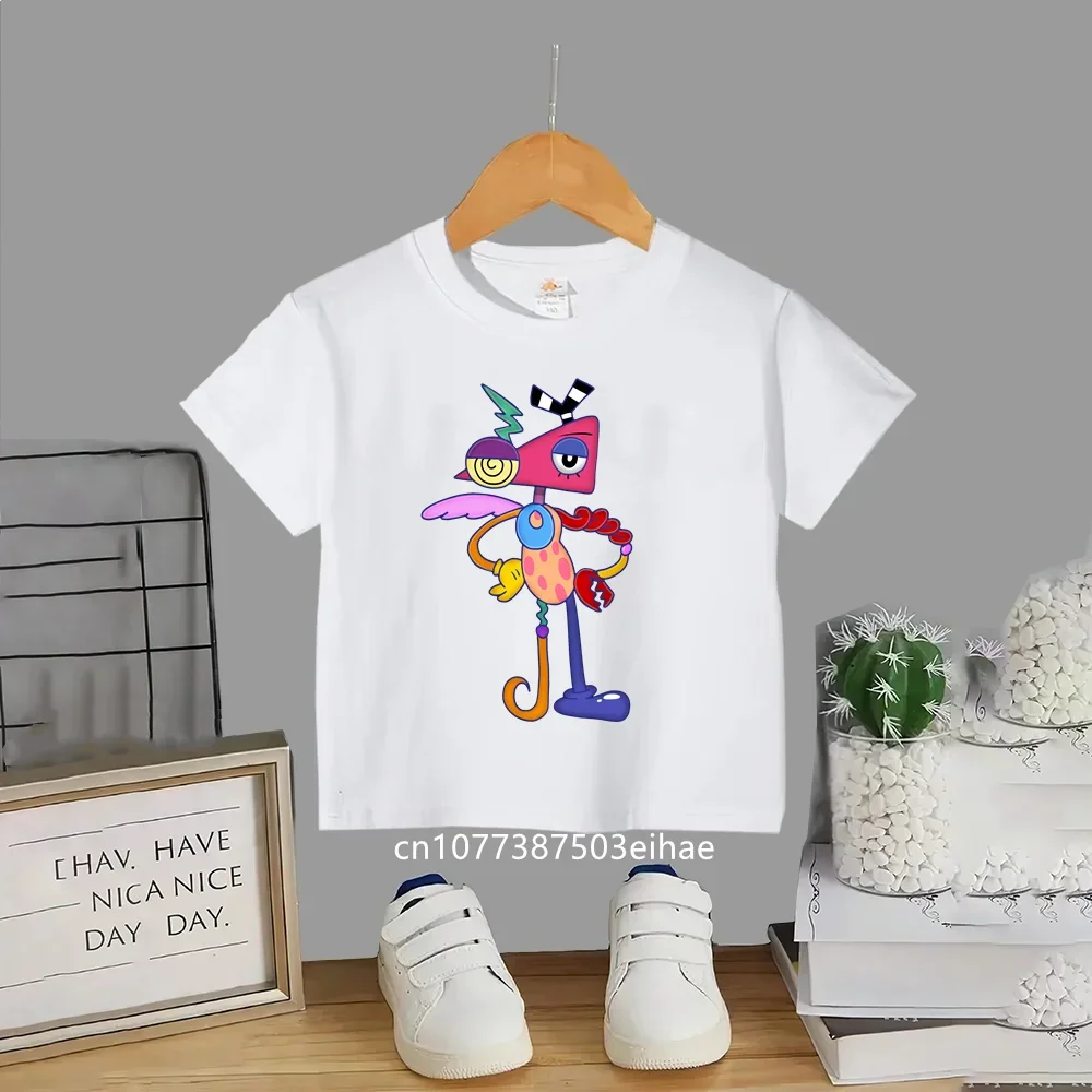 The Amazing Digital Circus Pomni Jax Kids Cotton T-shirt, Anime Character Print Short Sleeve Casual Tops Boys Girls Summer Gift