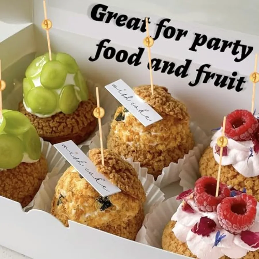 200 Stück Cocktail-Picks, 4,7 Ih, Zahnstocher für Vorspeisen, Einweg-Bambus-Cocktail-Stick für Getränke, Obst, Desserts, Party, Fay zu