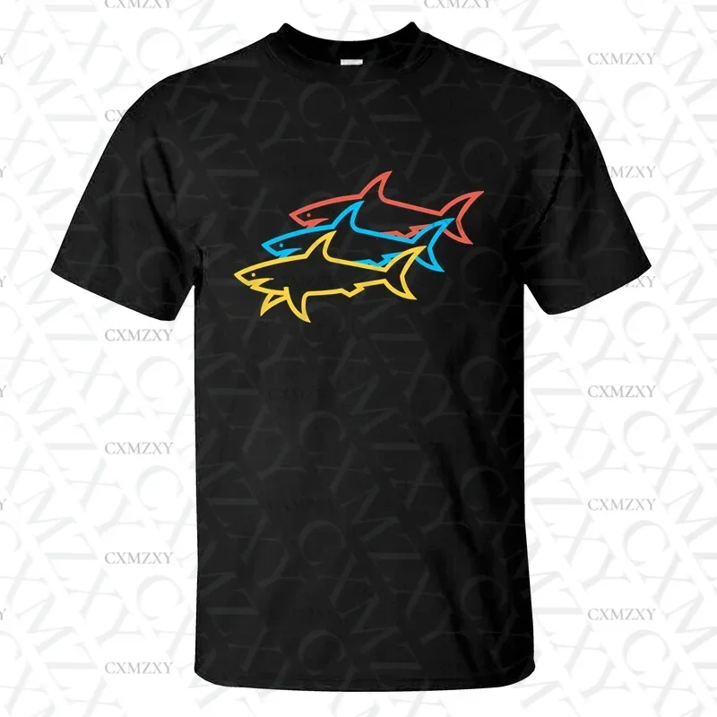 

2025 Men T Shirt Casual Shark Paul Fishing T-shirt Graphic Summer Short Sleeves 100% Cotton S-3XL Cool Tee