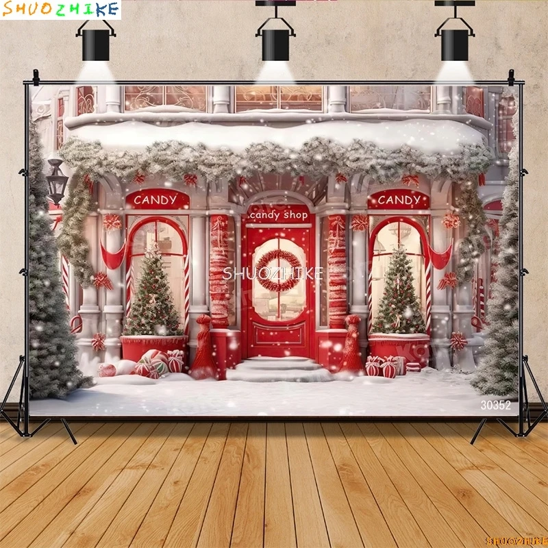 SHUOZHIKE شجرة عيد الميلاد نافذة إكليل التصوير خلفية غرفة المعيشة الديكور ثلج السنة الجديدة خلفية الدعامة GHH-83