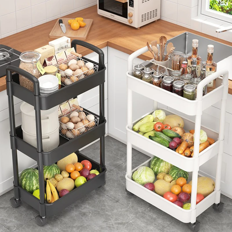 Bookshelf Storage Trolley Mobile Kitchen Organizer Cart With Wheels Multi-Layer Bathroom Shelves Household Snacks Storage Rack