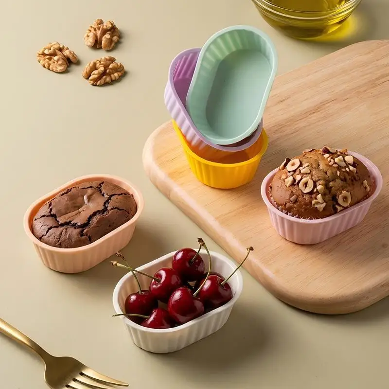 5Pcs Air Fryer Baking Ramekins Food Grade Silicone Cups Easy Release Nonstick Bakeware Set For Eggs Muffins Cupcake