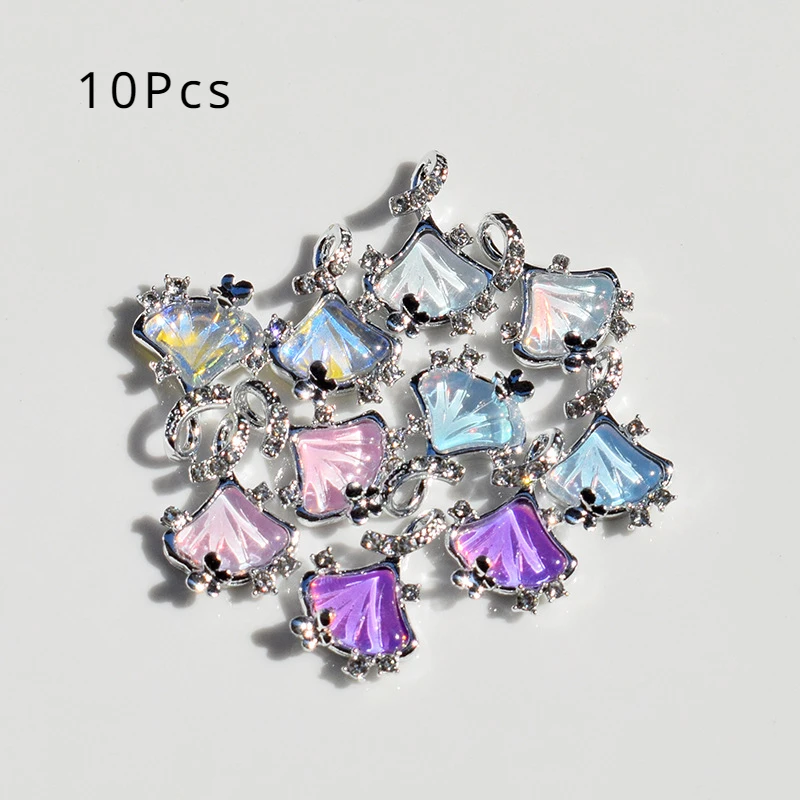 10Pcs Hapiship 2024 Crystal Shell Charms Alloy For Jewelry Making Diy Bracelet Necklace Earrings Handmade Accessories Supplies