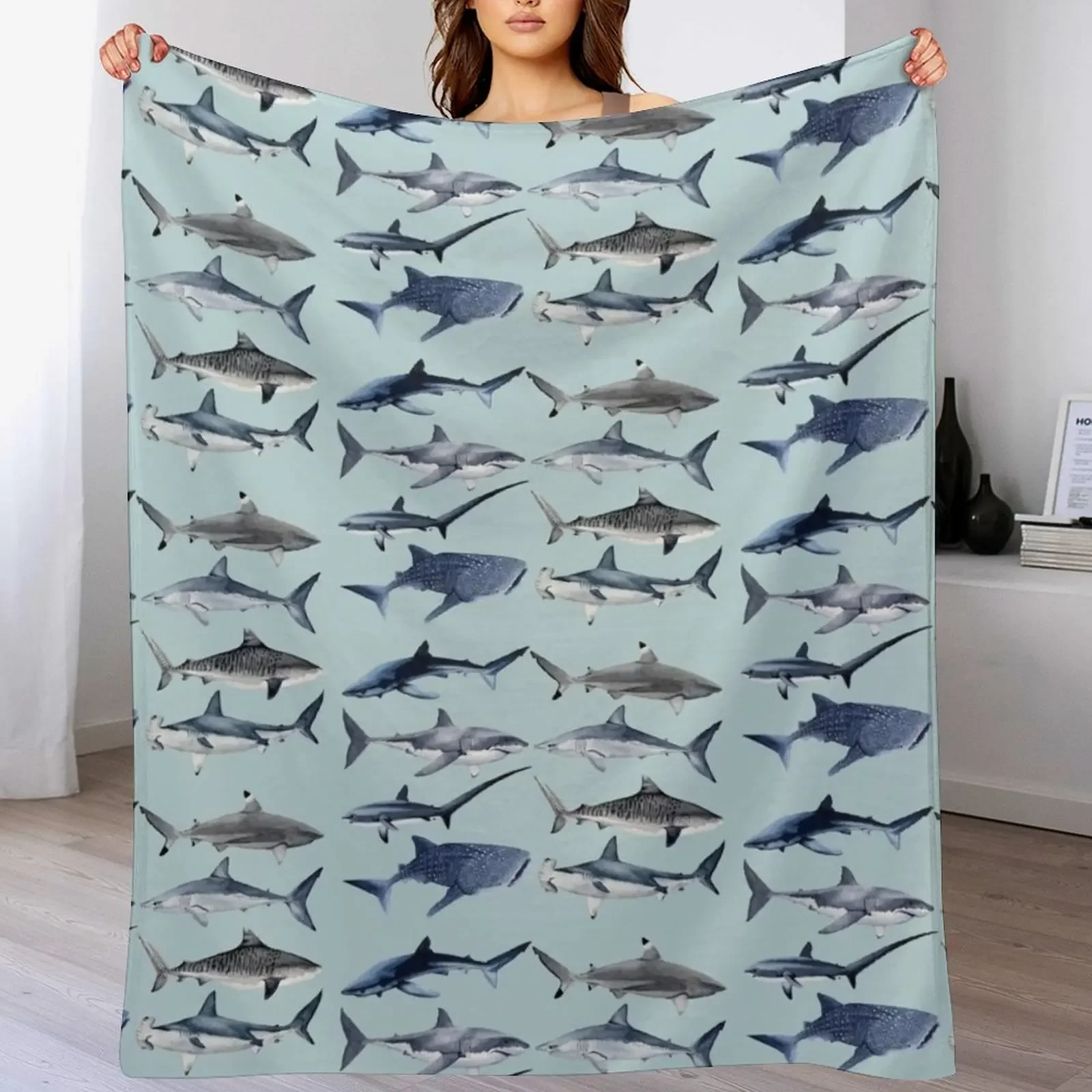 

Copia de Sharks Throw Blanket Flannel Fabric Hair Soft Plush Plaid christmas gifts Blankets