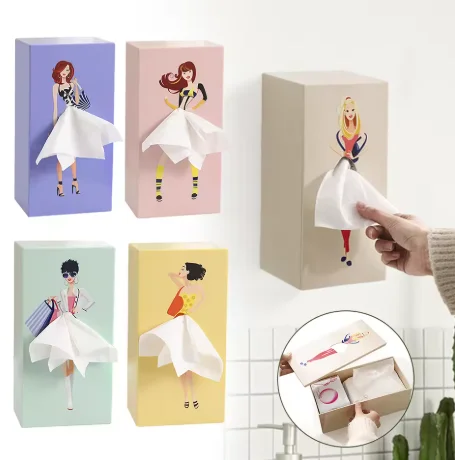 

Creative Flying Skirt Tissue Box, Cute Cartoon Anime Girl Paper Holder, Novelty Desktop Decorative Ornament for Home & Office