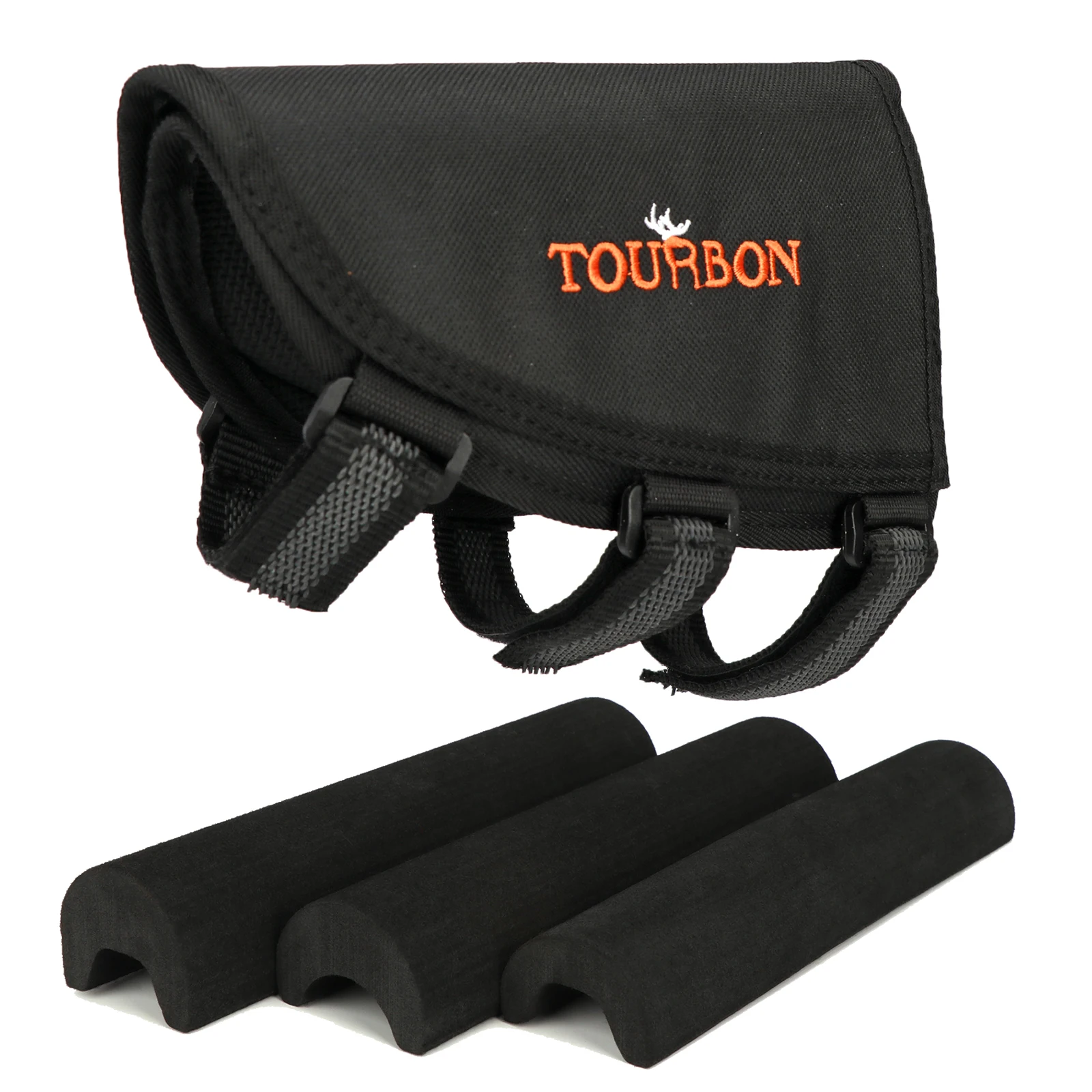 Tourbon Hunting Gun Accessories Rifle Gun Buttstock Cheek Rest w/ 3pads Adjusted Shooting Holds 10 Rifle Cartridges Ammo Holder