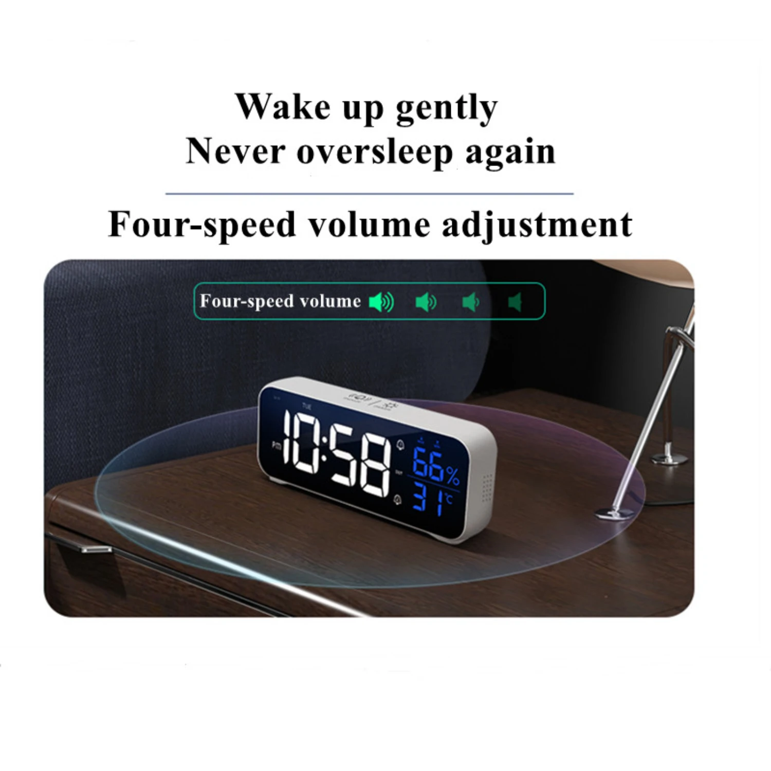 Upgrade your home and office decor with this elegant, stylish LED alarm clock. This modern timepiece features a temperature disp