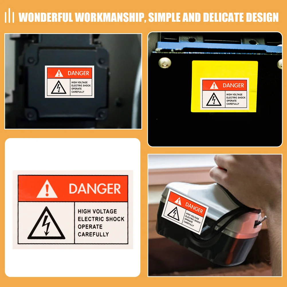 Clear Anti-Electric Shock Label Signs, Decalque Adesivos, Choques de Aviso, Painéis Elétricos, O Pv, 8 Pcs