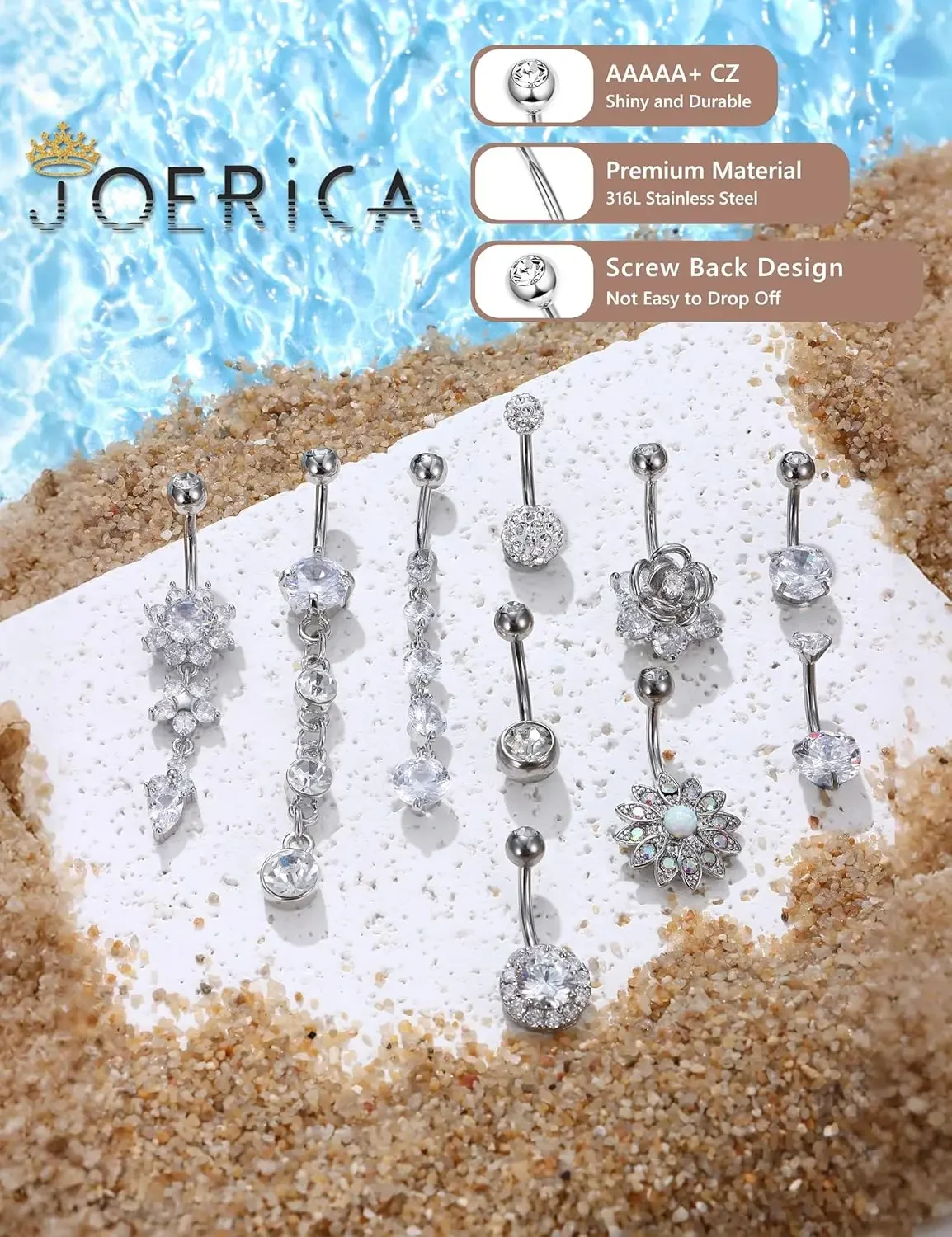 3/6/10 قطعة 14 جرام حلقات زر البطن للنساء زهرة تشيكوسلوفاكيا 316L الجراحية الصلب استرخى السرة ثقب لذيذ طقم مجوهرات