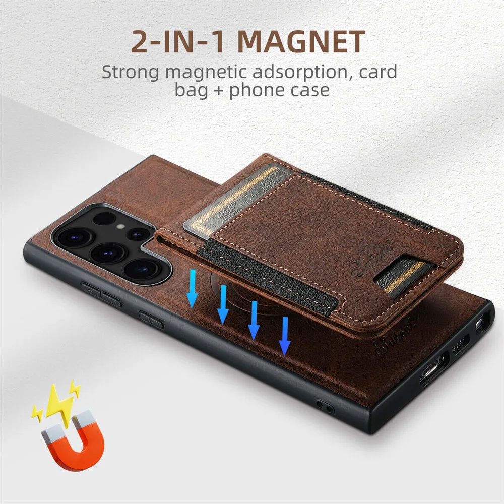 Detachable 2 in 1 Cover For Samsung Galaxy S24 S23 S22 Note 20 Ultra Leather Wallet Card Holder Magnetic Case