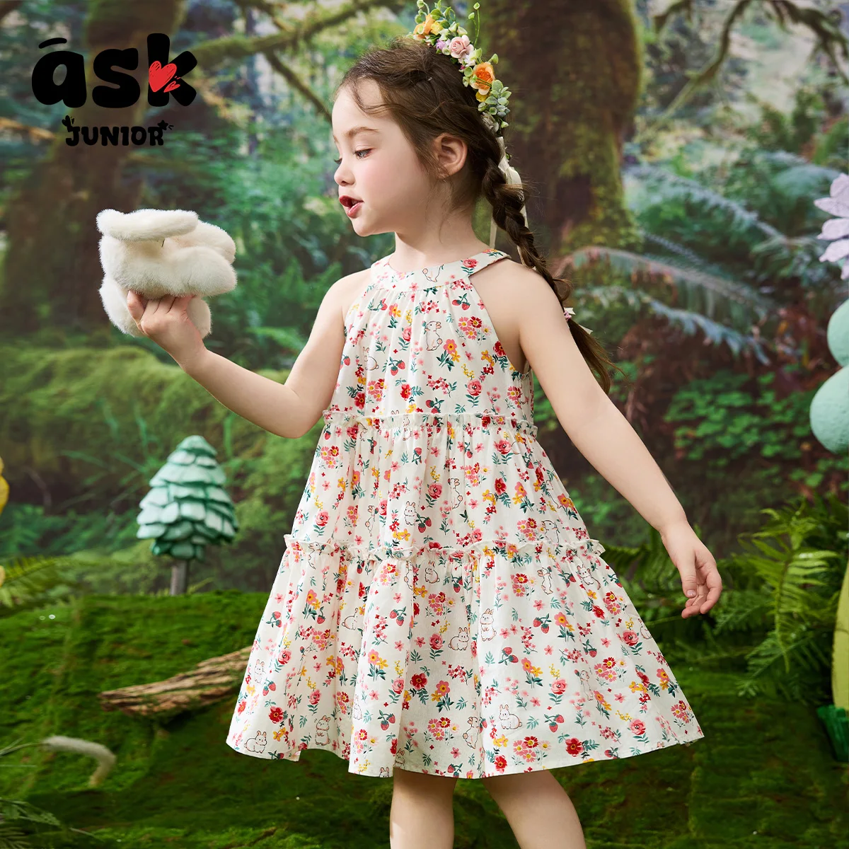 فستان بناتي صيفي صغير بدون أكمام مزين بالزهور #1