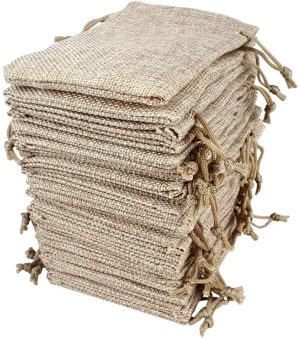 50/100PCS Gift Burlap Bags With Drawstring Small Christmas Gift Bags For Wedding Party Favors Jewelry and Treat Pouches