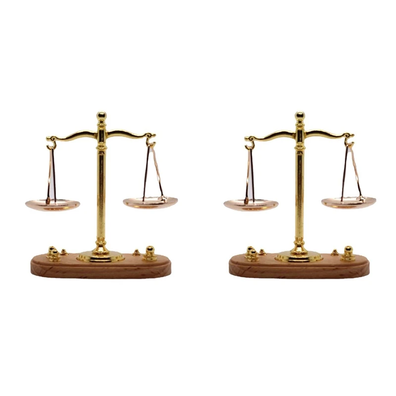 ABYN-2X Vintage Balance Scales Ornament Miniature Accessories Metal Antique Justice Scale Model Home Office