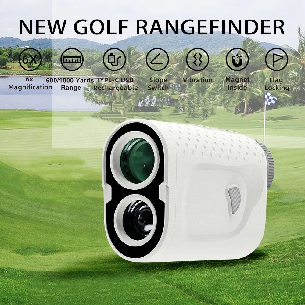 Nohawk Golf Rangefinder with Slope Switch 600/1000Yds Range Finder with Flag Pole Locking Vibration Magnetic Strip for Golfing