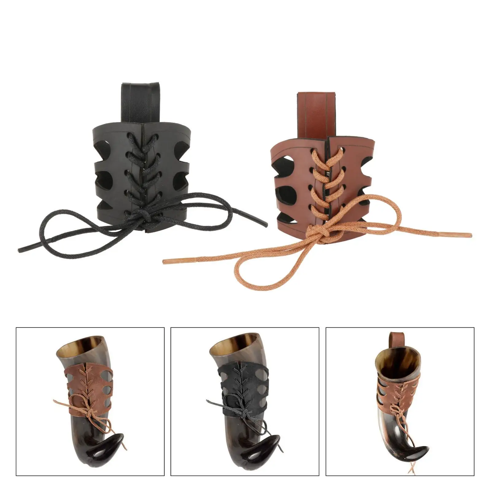 Funda de copa de cuerno de buey para hombre y mujer, cinturón portátil con forma de cuerno, accesorio de cinturón vikingo