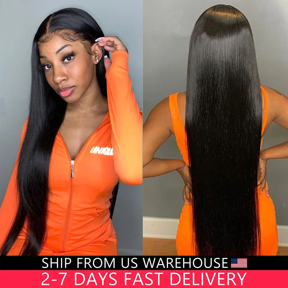 180% Transparent Bone Straight Human Hair Wig Straight Lace Front Wigs Human Hair Brazilian 13x4 13x6 Lace Frontal Wig For Women