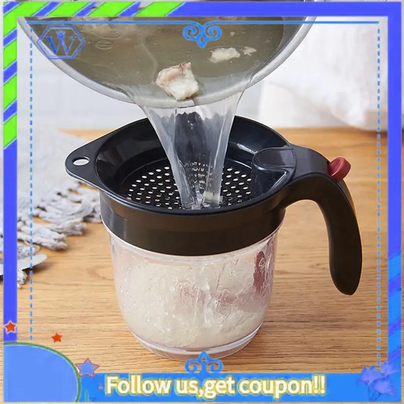 

A55P-2X Kitchen Tool Fat Separator With Bottom Release Fat Separator With Strainer Soup Residue Oil Filter Separate
