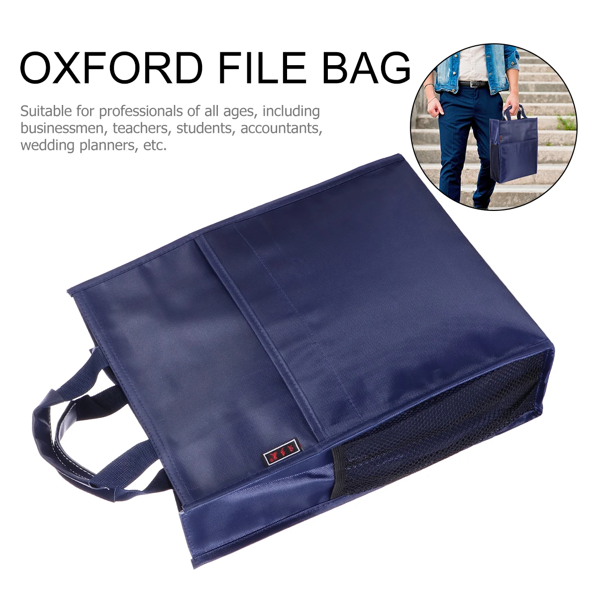 

Oxford Cloth File Bag Large Capacity Storage Separate Pockets Design Mesh Cup Holder Zipper Document Folder Organizer