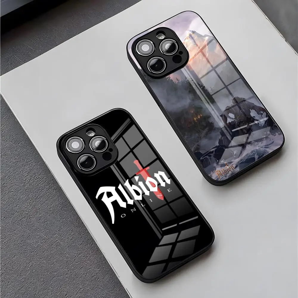 Funda de teléfono Albion Game Online para IPhone 17 16 Pro Max 15 Plus 14 Pro 12 11 13 Mini X XR XS Max 8 7 Plus SE cubierta de cristal