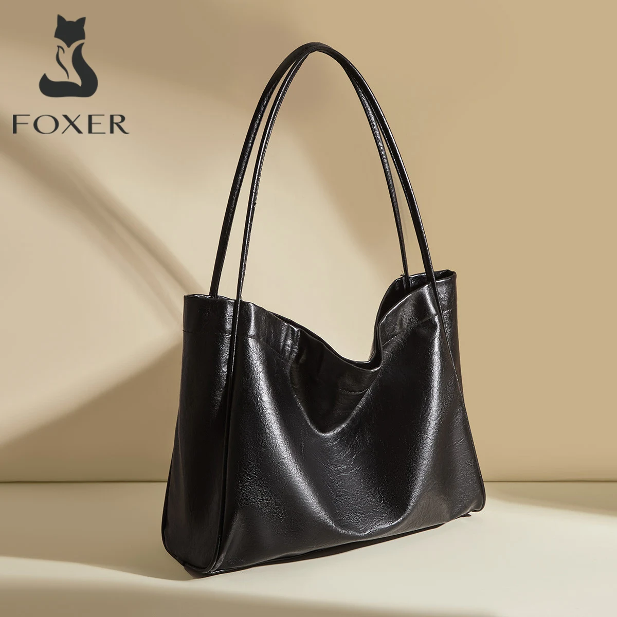 

FOXER Women's Shoulder Bag PU Leather Soft Tote Bag 2025 Autumn Winter Commute Travel Large Capacity High Quality
