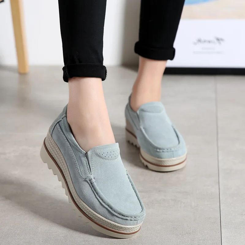 Women Flats Platform Shoes Spring New Suede Leather Women Sneakers Autumn Slip on Casual Shoes Women Moccasins Zapatos De Mujer