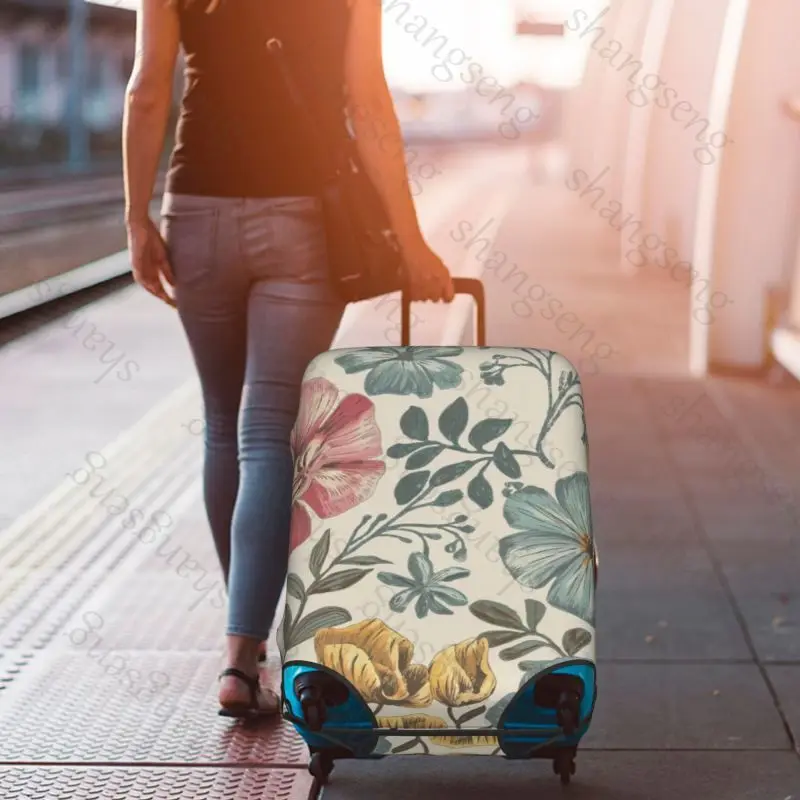 حقيبة واقية لحقيبة السفر فلاور ريترو، غطاء حقيبة السفر، حماية مرنة، غطاء أمتعة قابل للغسل، 18-32 بوصة #6