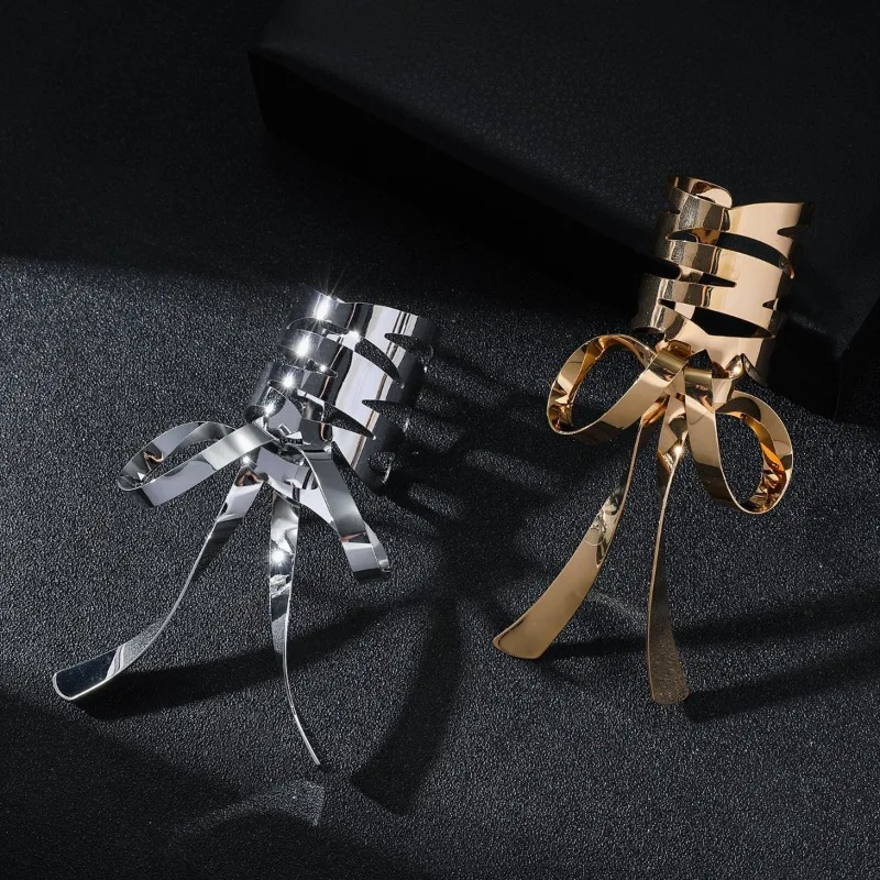 New Korea Style Design Metal Bow Ribbon Hair Buckle Retro Clip Hair Clip for Women Fashion Metal Headwear Accessories