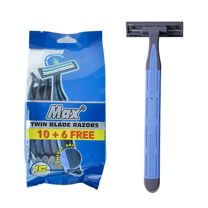 

polybag package 16 pcs blue color twin blade razor high quality shaving machine man disposable razor