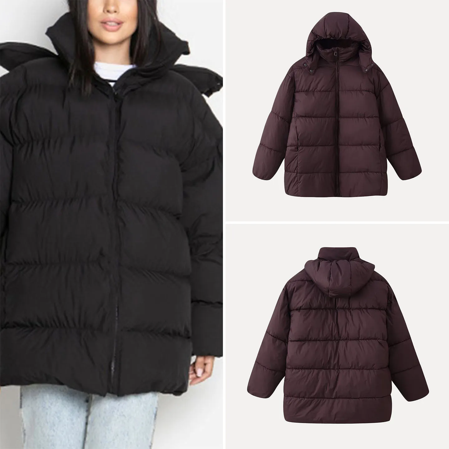 

Faionable Loose Hooded Women's Cotton Jaet Autumn 2025 New Arrival Versatile Daily Wear Straight Cut Long Sve Zipper