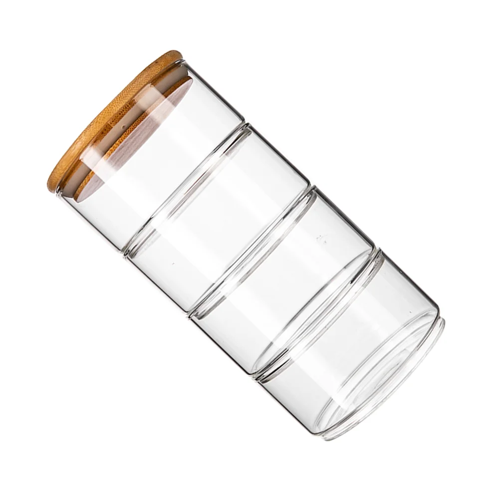 

4 Pcs Fresh Bowl Clear Candy Jar Storage Containers Dispenser Cereal Glass - Bowls with Bamboo Lid