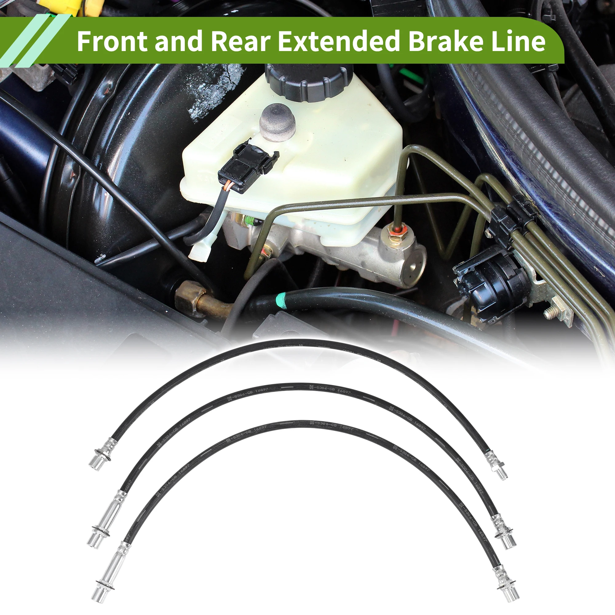 

UXCELL 3pcs Extended Brake Line Hose for Toyota Hilux LN106 LN46 LN60 LN65 RN105 YN65